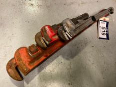 Lot of (1) 24" Pipe Wrench, (1) 18" Pipe Wrench and (1) 14" Pipe Wrench