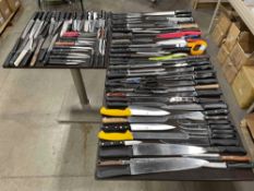 120 ASSORTED BUTCHER, BREAD, PARING, STEAK AND UTILITY KNIVES INCLUDING: