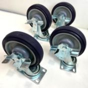 6" OVERALL 2-3/8" X 3-5/8" PLATE CASTER WITH SIDE BRAKE, 5" WHEEL, SET OF 4