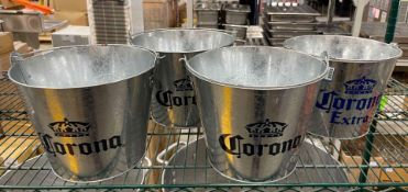 (4) CORONA EXTRA BRANDED METAL PAILS