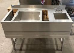 STAINLESS STEEL UNDERBAR WORKSTATION WITH ICE BIN AND SINK