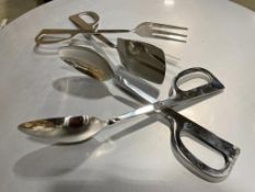 LOT OF (2) STAINLESS STEEL SALAD TONGS