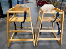 (2) WOODEN HIGH CHAIRS