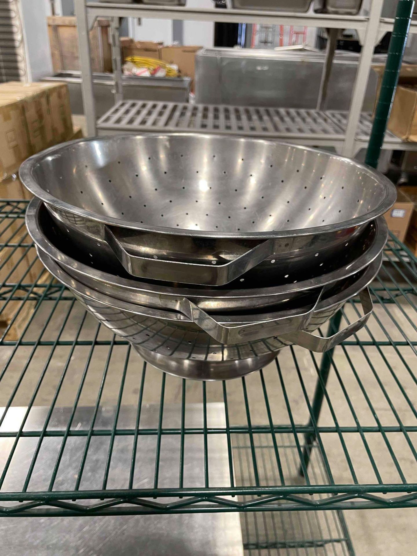(3) LARGE STAINLESS STEEL COLANDER - Image 3 of 3
