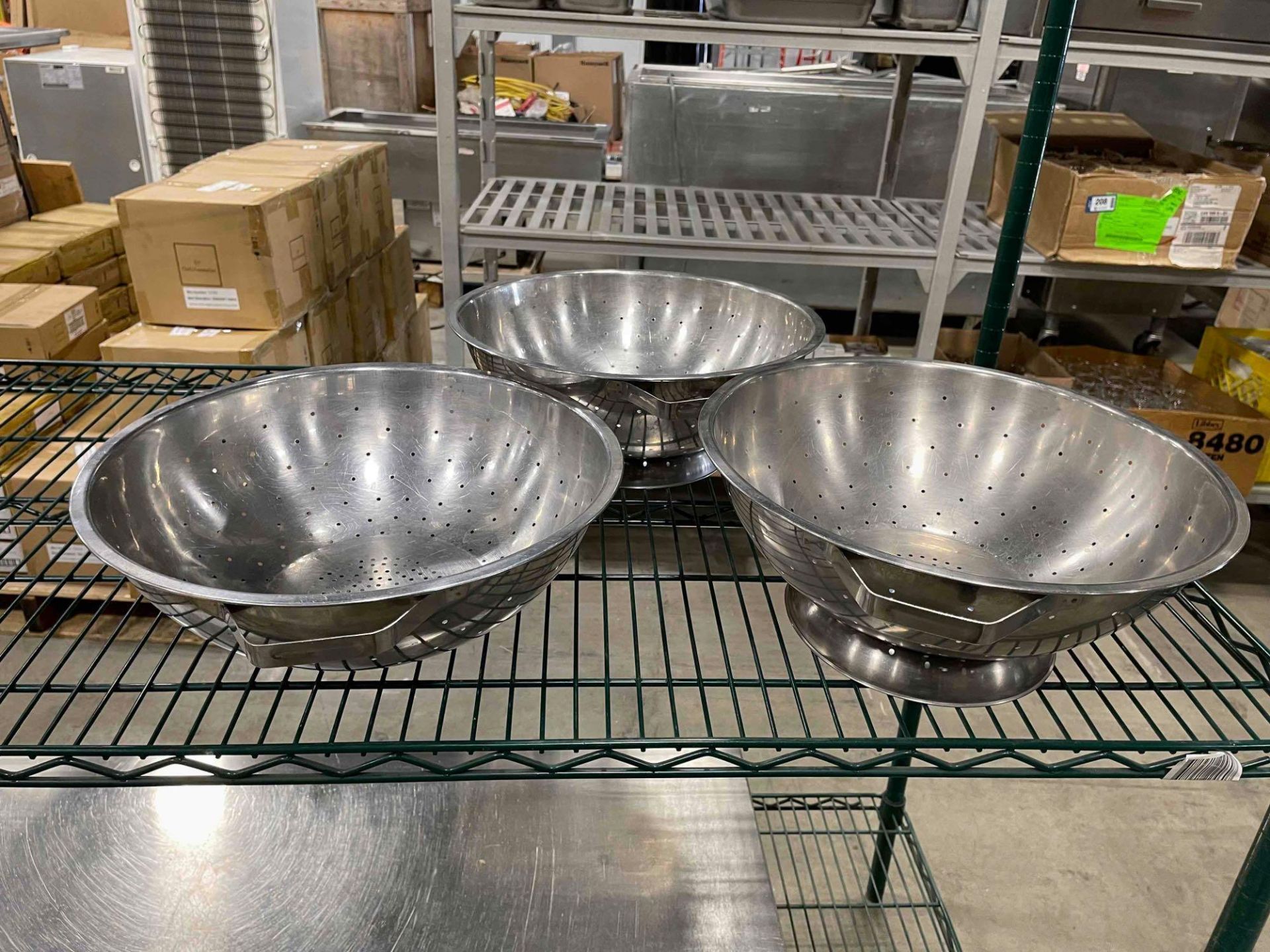 (3) LARGE STAINLESS STEEL COLANDER - Image 2 of 3