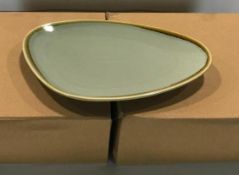 4 CASES OF TERRASTONE 10" SAGE GREEN OVAL PLATTER - 12/CASE, ARCOROC - NEW