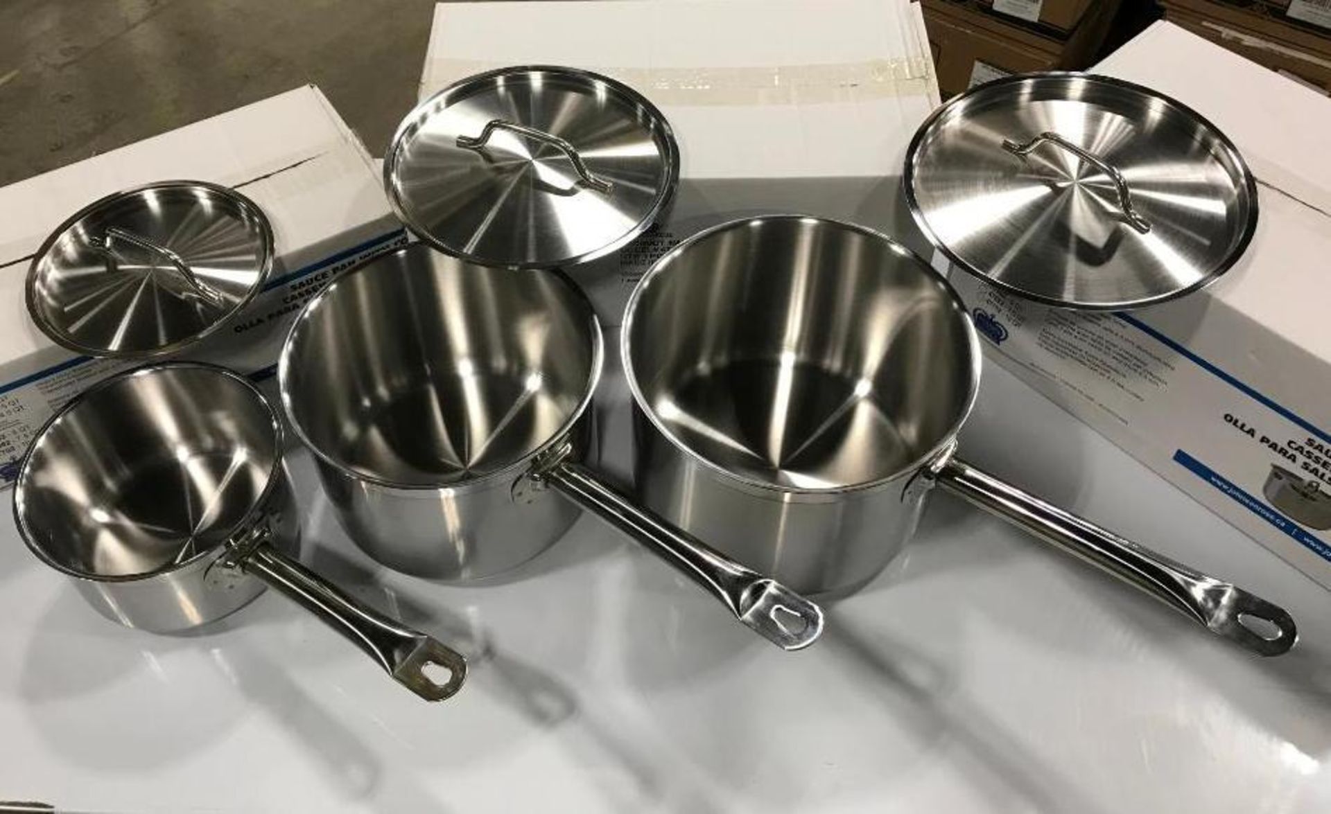 6QT, 4.5QT & 2QT HEAVY DUTY STAINLESS SAUCE PAN SET INDUCTION CAPABLE - NEW - Image 2 of 5