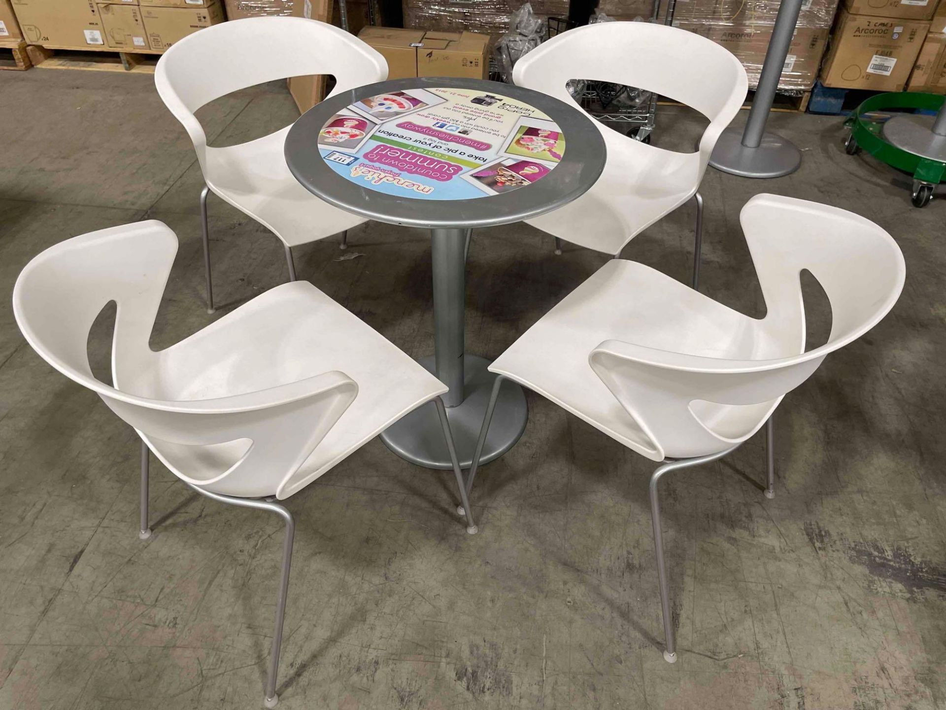 EMU 900H 24" ROUND INDOOR/OUTDOOR BISTRO TABLE W/ (4) KIKA 4000 SIDE CHAIR - Image 2 of 2