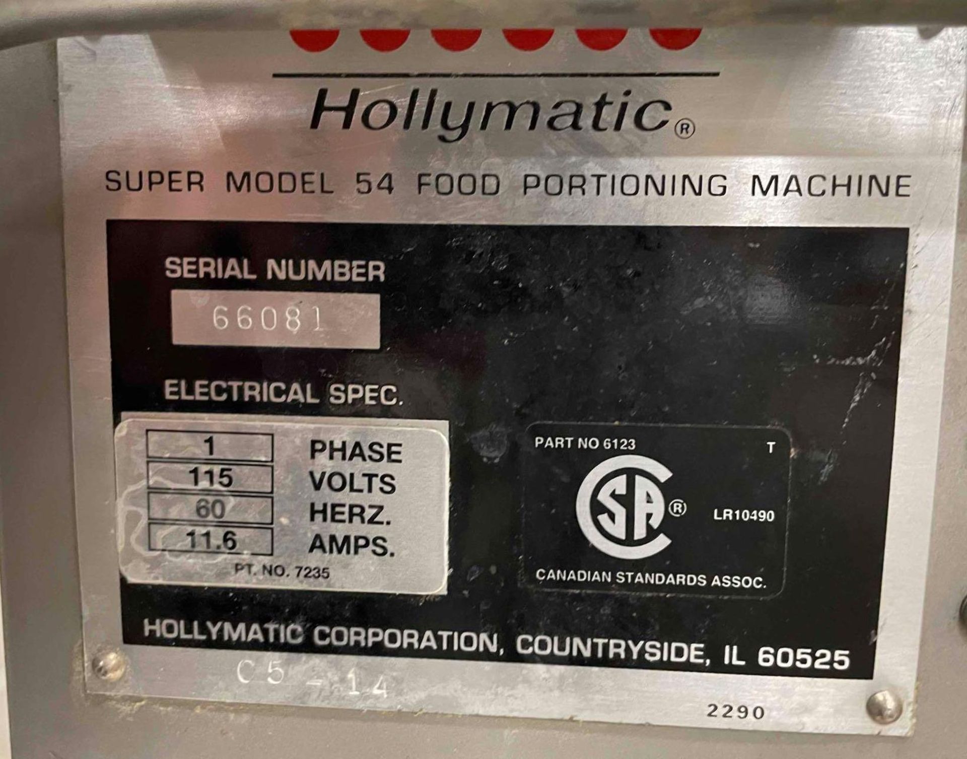 HOLLYMATIC SUPER 54 PATTY MACHINE - Image 11 of 15