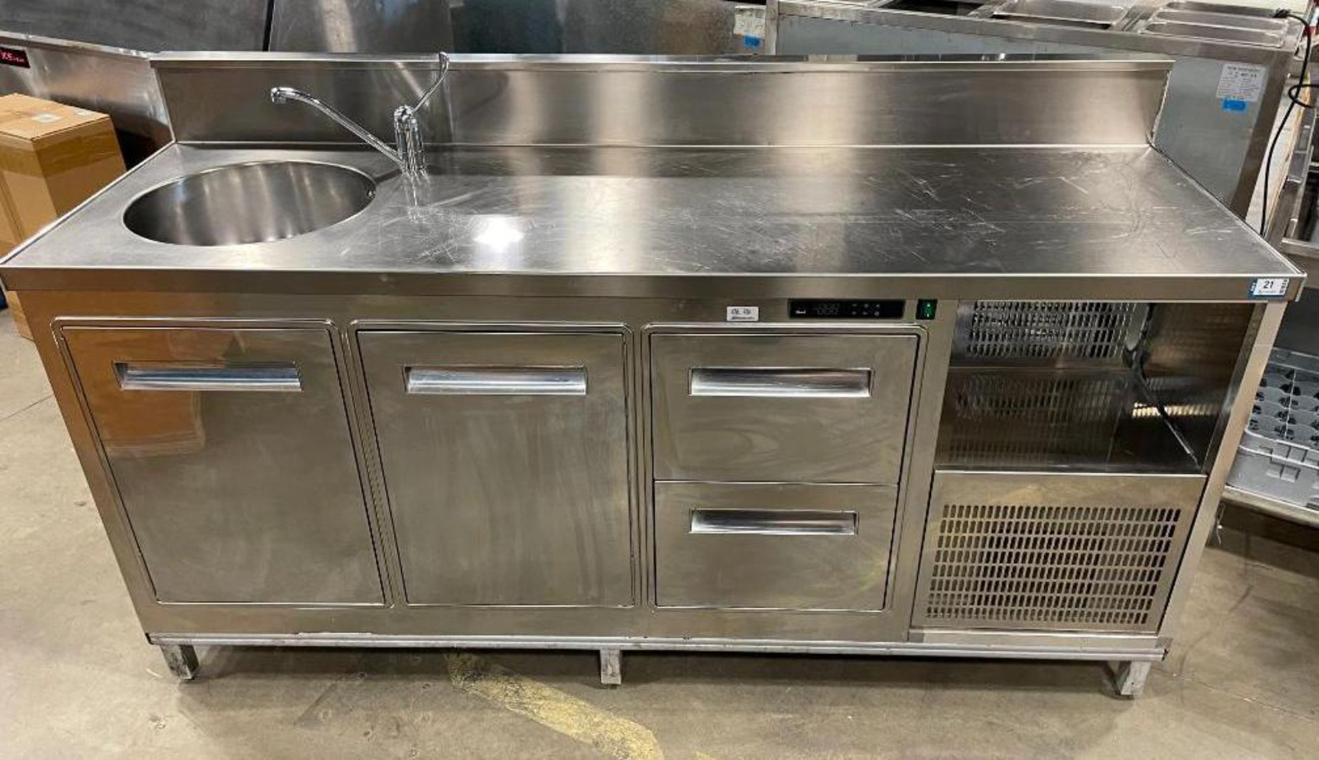 STILTEK CUSTOM REFRIGERATED BAR COUNTER WITH SINK