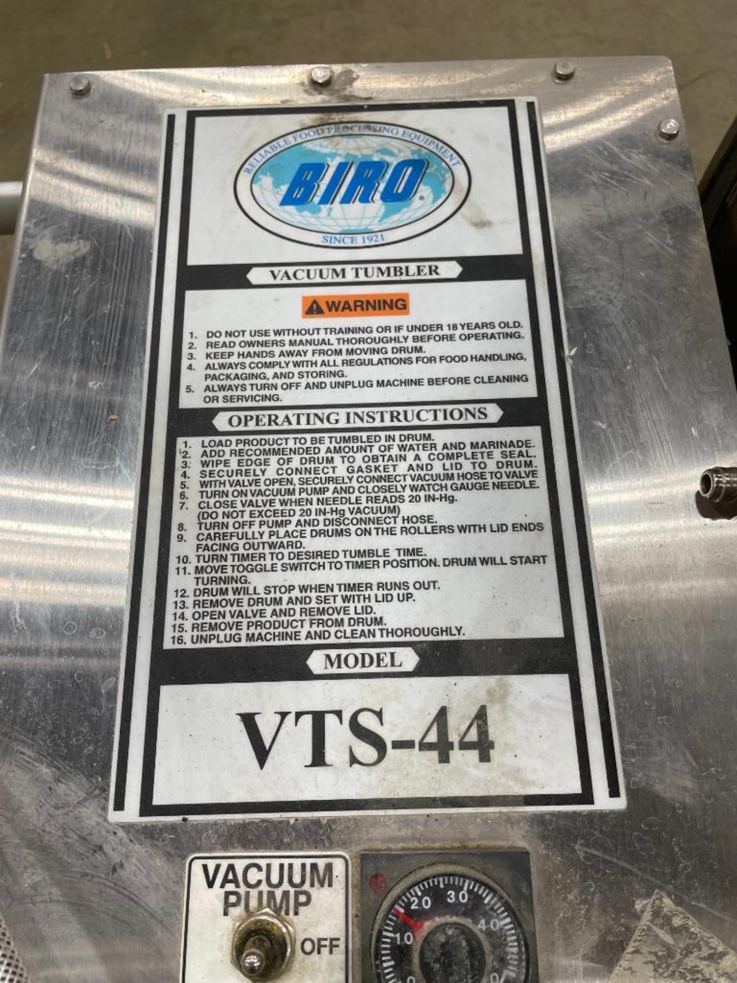 BIRO VTS-44 VACUUM TUMBLER - Image 2 of 6