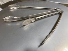 SET OF STAINLESS STEEL SERVING TONGS