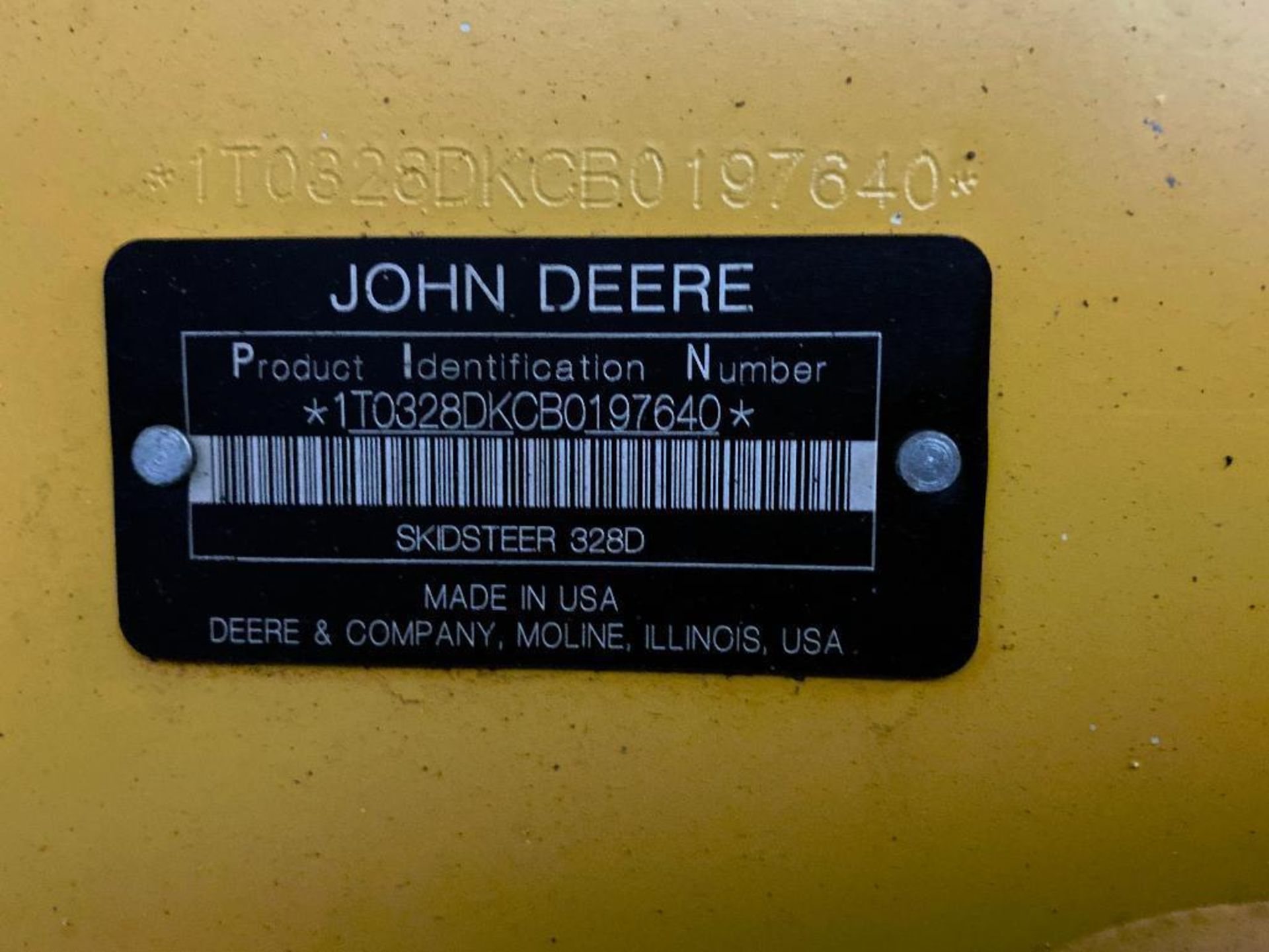 2012 John Deere 328D Skidsteer, Aux Hydraulics, 2,415hrs Showing, c/w Forks, VIN: 1T0328DKCB0197640 - Image 11 of 11