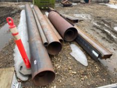 Lot of (6) Asst. Large Diameter Pipe and (5) I-Beam, Channel Iron, etc.