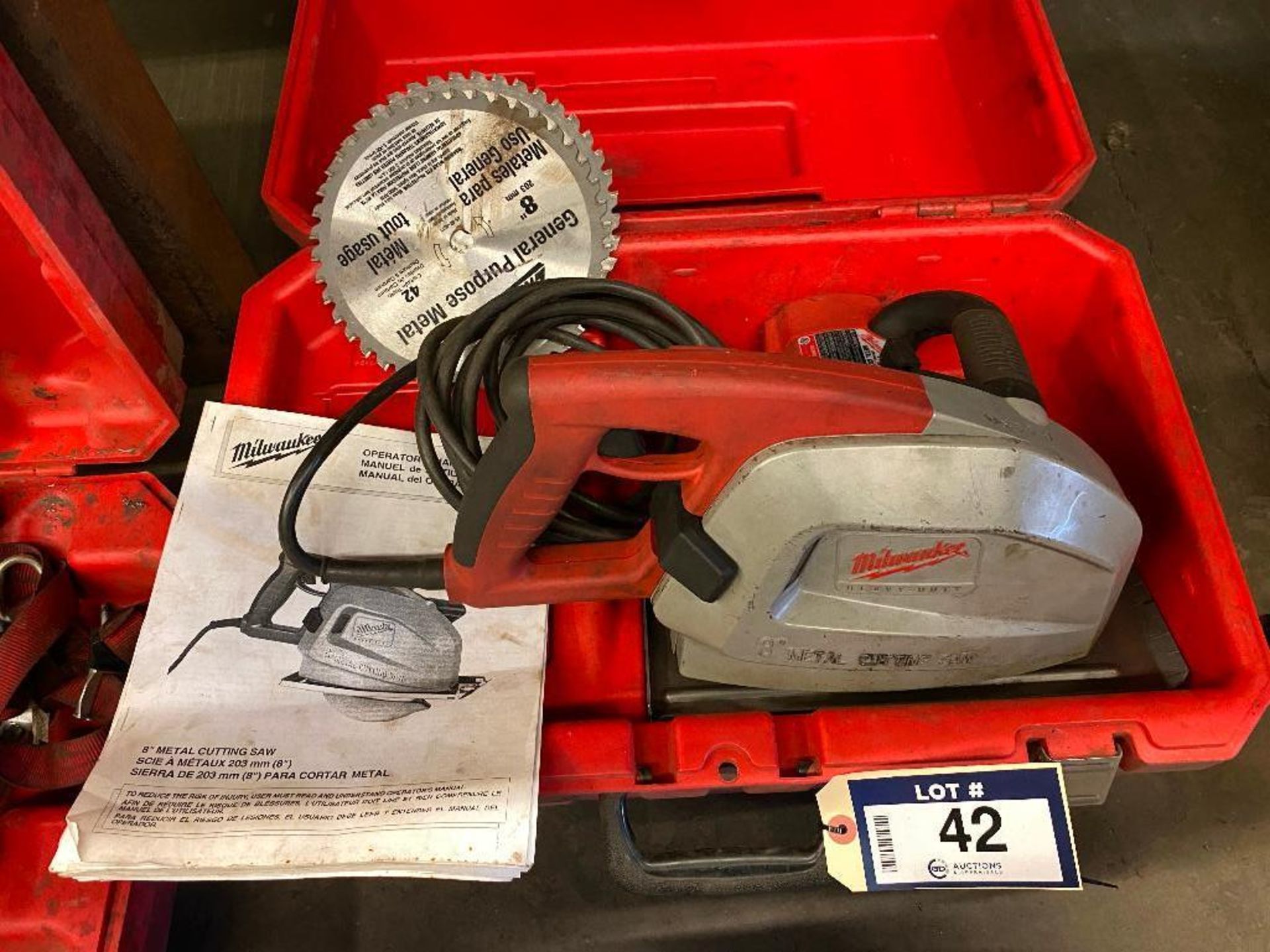 Milwaukee 8" Metal Cutting Saw w/ Blades, Case, etc. - Image 2 of 2