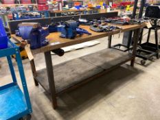 7' X 30" X 39" Steel Work Table w/ Record No. 5 Bench Vise