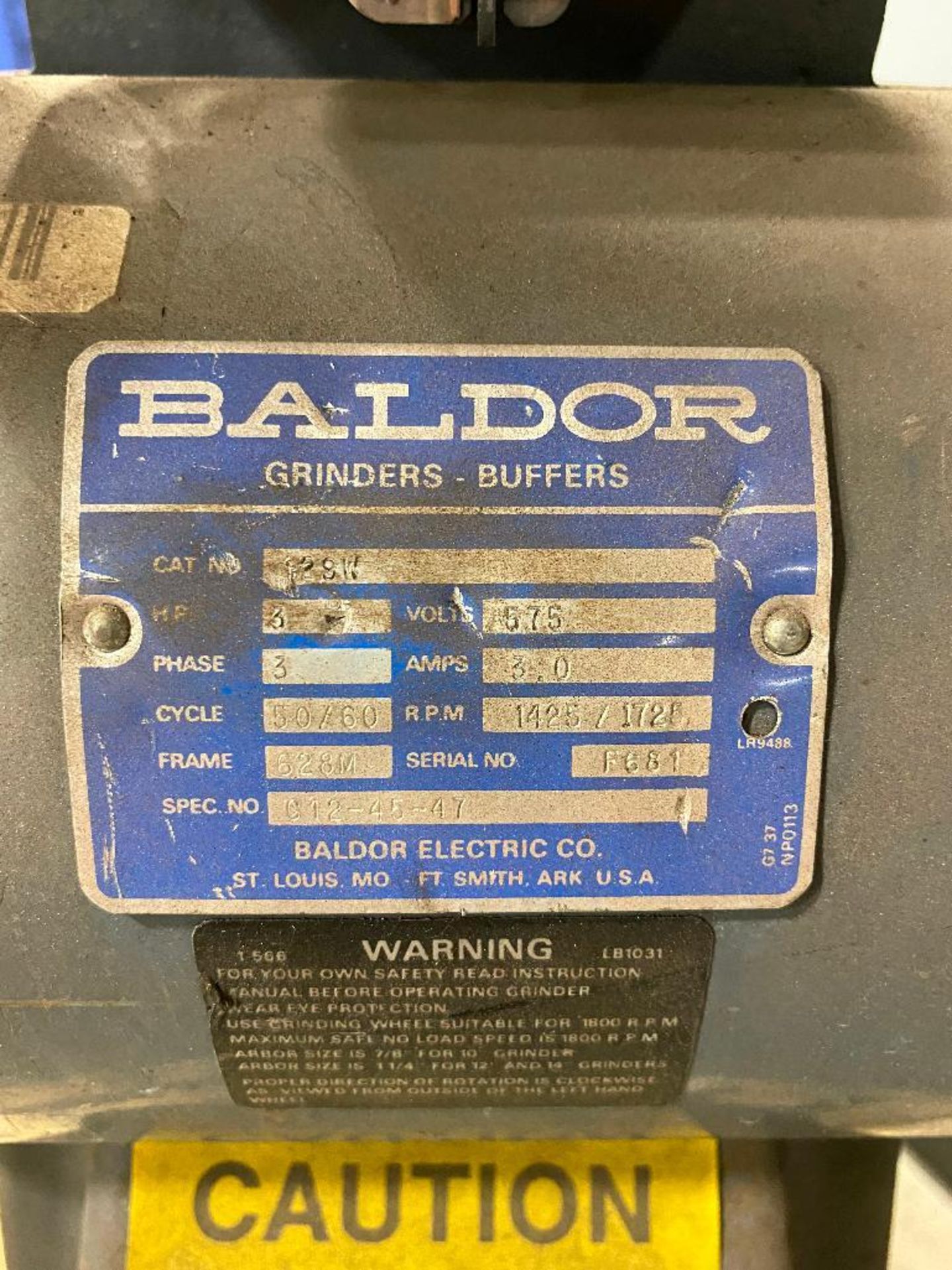 Baldor 3HP Duel Wheel Pedestal Grinder, 575V, 3A, 3PH - Image 4 of 4