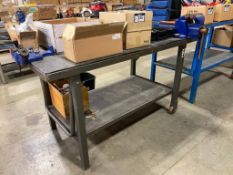 5' X 30" X 34" Steel Table w/ Bench Mount Fixture, 6" Bench Vise and Westward Chain Vise