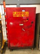Flammable Storage Cabinet w/ Asst. Contents including Asst. Fluids, Paints, etc.