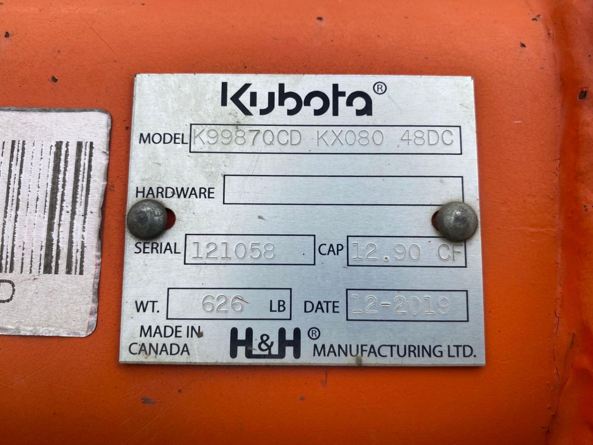 2019 Kubota K9987QCD KX080 48DC 48” Excavator Cleanup Bucket - Image 4 of 4