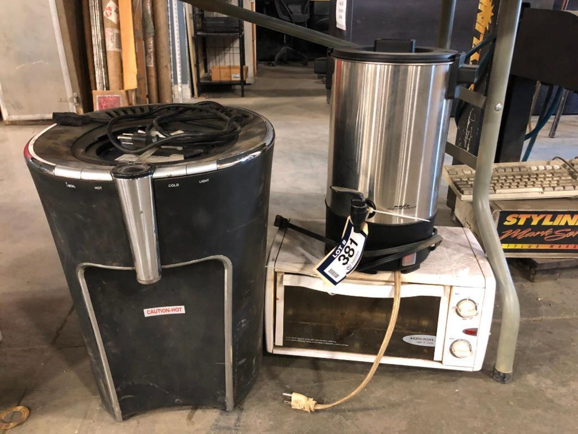 Lot of (1) Water Dispenser, (1) Toaster Oven and (1) Coffee Maker