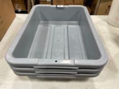 RUBBERMAID 20" X 15" X 5" GRAY HIGH-DENSITY POLYETHYLENE BUS TUB - LOT OF 3