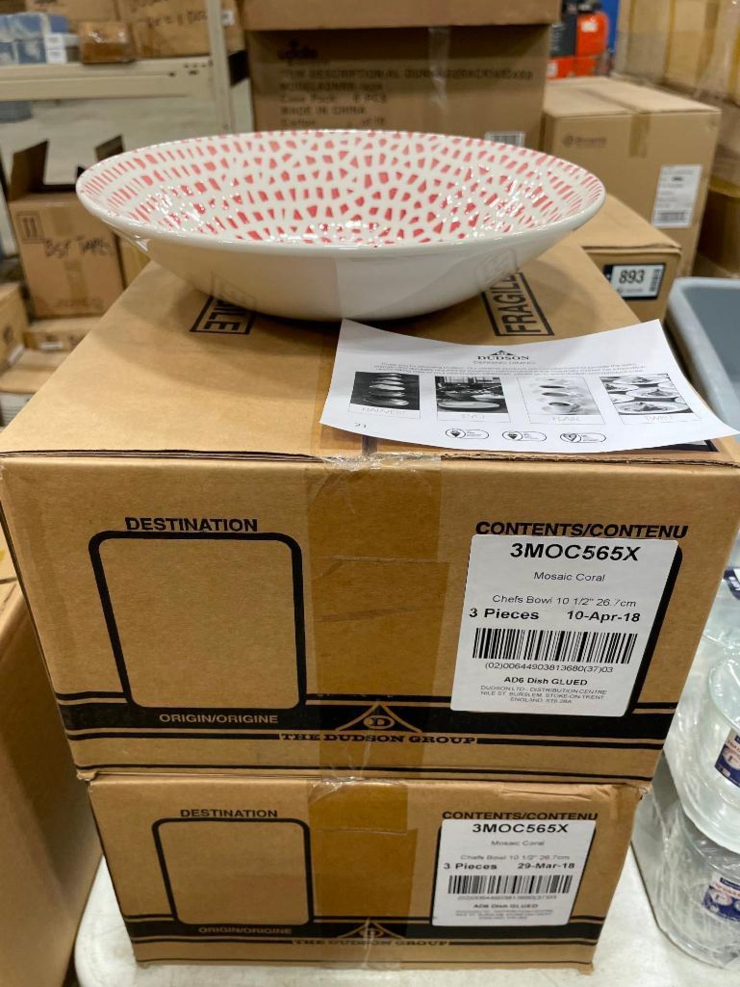 2 CASES OF DUDSON MOSAIC CORAL CHEF BOWLS 10 1/2" - 3/CASE - MADE IN ENGLAND - Image 2 of 3