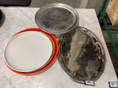 LARGE LOT OF ASSORTED SERVING TRAYS