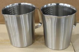 1500ML HEAVY DUTY STAINLESS GRADUATED MEASURE - LOT OF 2 - NEW
