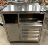 STAINLESS STEEL CABINET WITH STORAGE DOOR & TRASH DOOR