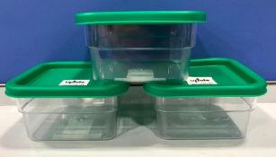 2QT SQUARE POLYCARBONATE STORAGE CONTAINER, UPDATE SCQ-2PC - LOT OF 3 - NEW