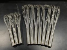 LOT OF (9) ASSORTED SIZE WIRE WHISK