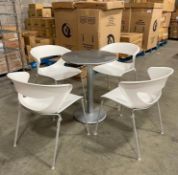 NEW EMU 900H 24" ROUND INDOOR/OUTDOOR BISTRO TABLE W/ (4) KIKA 4000 SIDE CHAIR