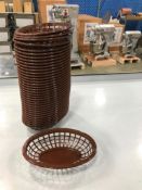 7.75" BROWN OVAL PLASTIC FOOD BASKET, JOHNSON ROSE 80713 - LOT OF 36 - NEW