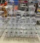 (16) PLASTIC STACKABLE CANDY/TOPPING STORAGE BINS WITH SCOOP HOLSTER