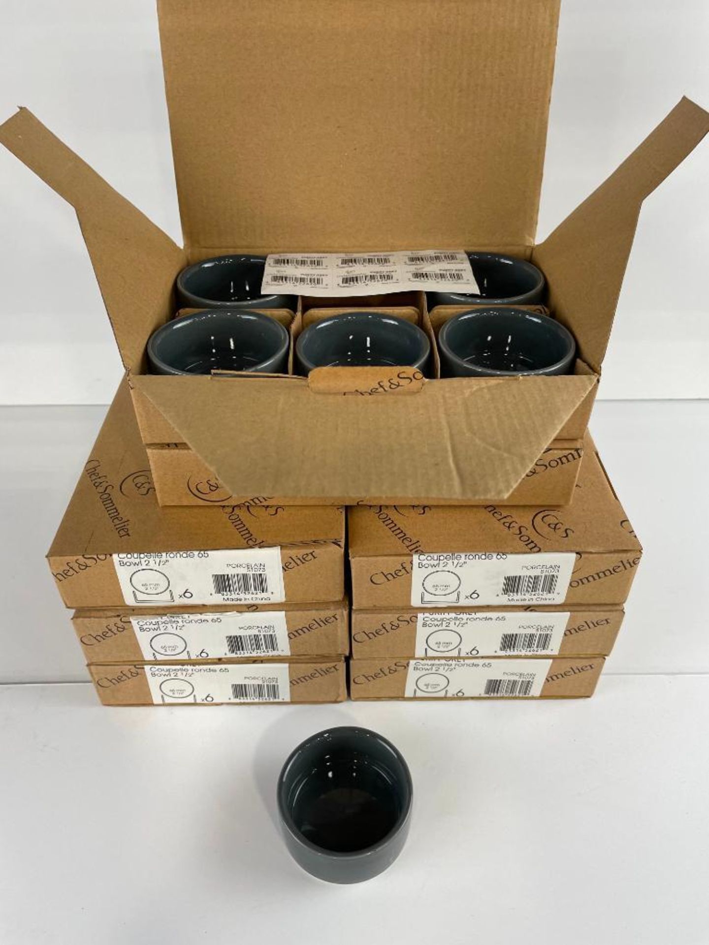 2 CASES OF CHEF & SOMMELIER PURITY 2 OZ. GREY CIRCULAR BOWLS, 24/CASE - NEW - Image 6 of 6