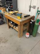Wooden 48"x28" Work Bench w/ Concrete Top.