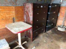 Lot of (1) Side Table, (1) Dresser, and (1) 4-Drawer Lateral Filing Cabinet