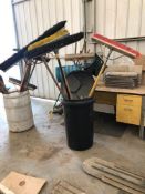 Waste Bin w/ Shovels and Brooms.