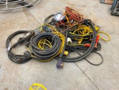 Lot of Asst. Extension Cords, Booster Cables, Work Lights, etc.