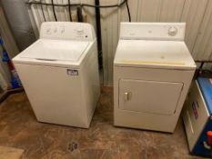 Lot of Whirlpool HE Electric Washing Machine and Frigidaire Heavy Duty Electric Dryer.