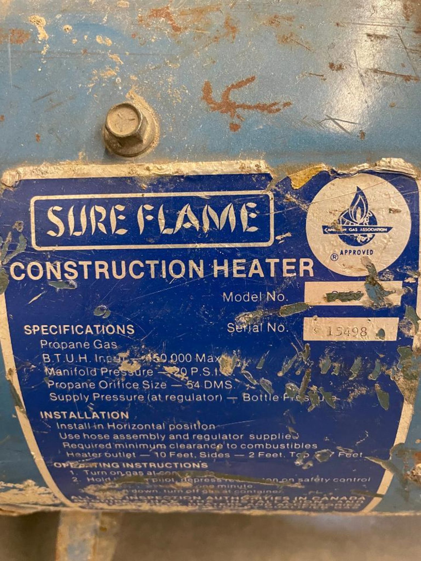 Sureflame LPG 150,000BTU Construction Heater. - Image 2 of 2