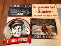(4) Decorative Service Metal Shop Signs