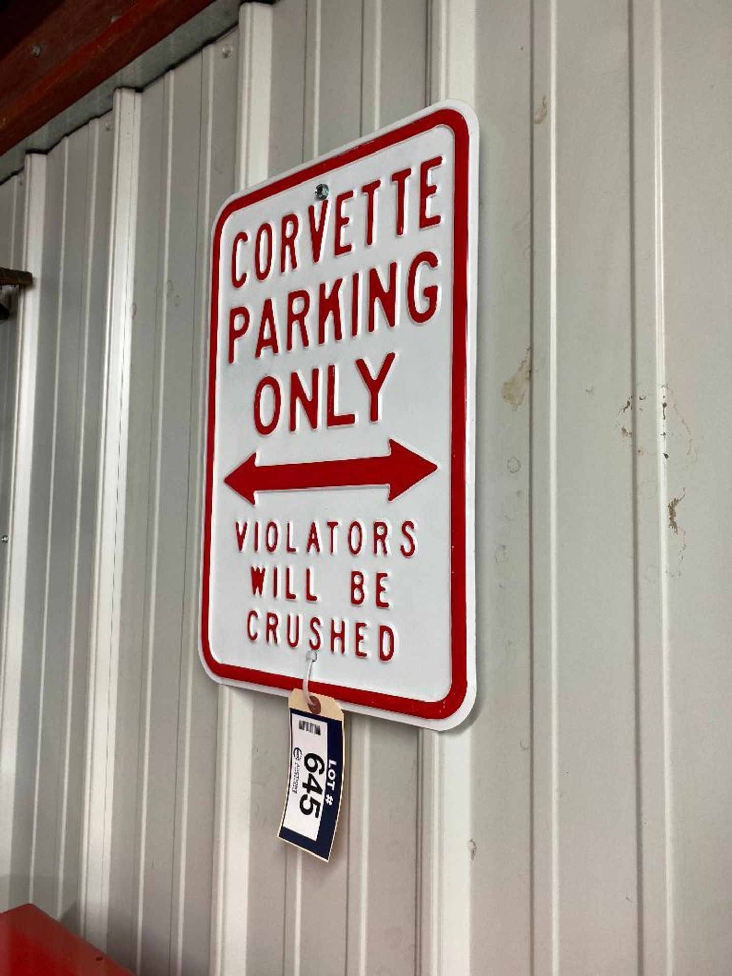 Corvette Parking Only Metal Shop Sign - Image 2 of 2
