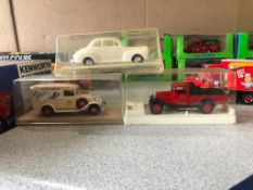 (3) Vintage Diecast Toy Cars in Display Cases