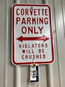Corvette Parking Only Metal Shop Sign