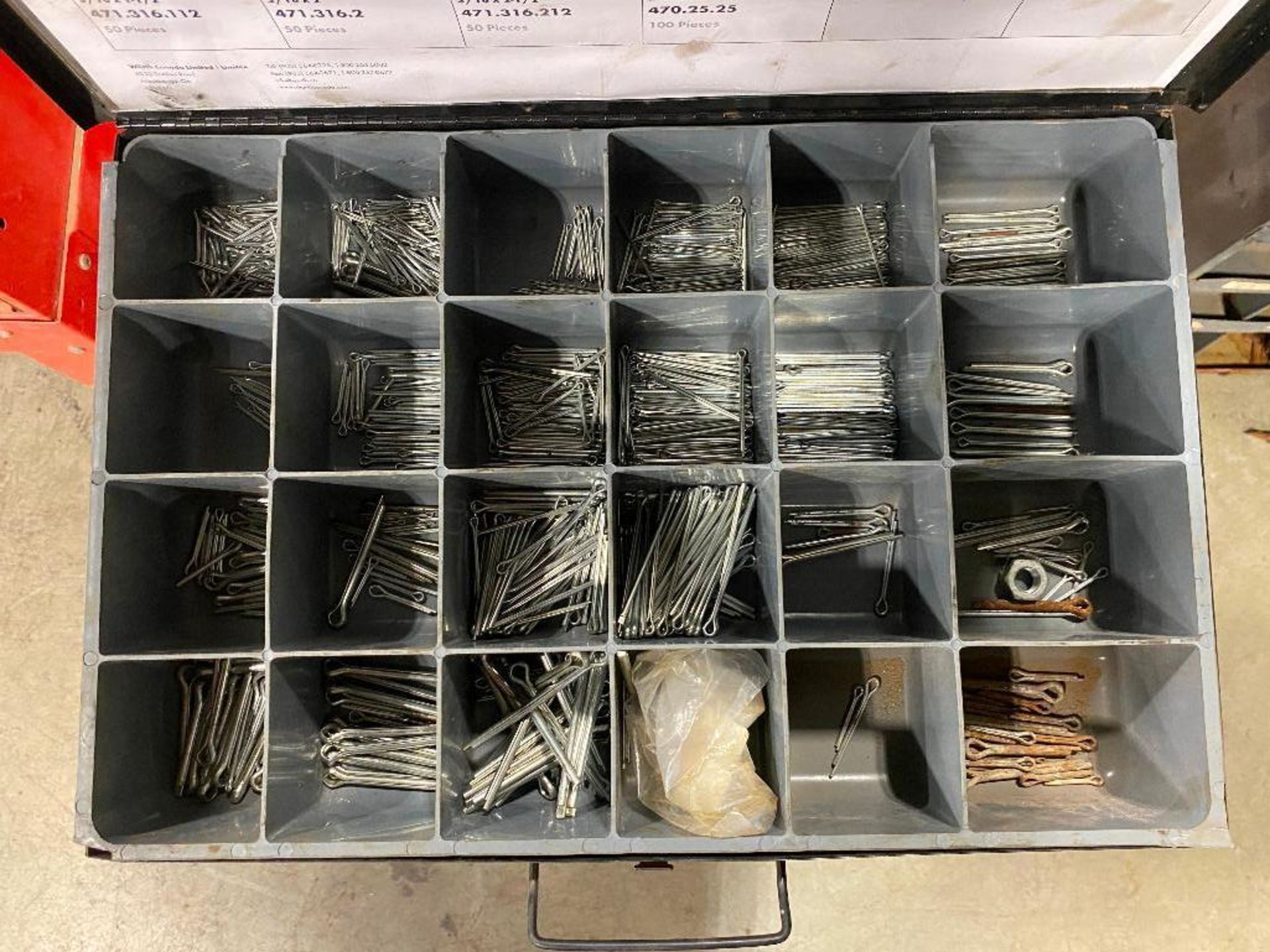 Parts Drawers w/ Asst. Contents including Connectors, Zip Ties, Grease Fittings, Screws, Pins, etc. - Image 7 of 10