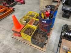 Pallet of Asst. Tire Chains, Safety Cones, Tie Down Bars, Fire Extinguishers, etc.