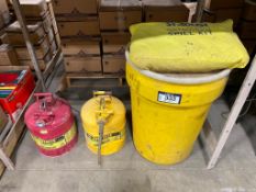 Lot of (2) Asst. Spill Kits and (2) Dented Just-Rite Safety Fuel Cans