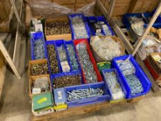 Pallet of Asst. Fasteners and Parts Cases including Bolts, Nuts, etc.